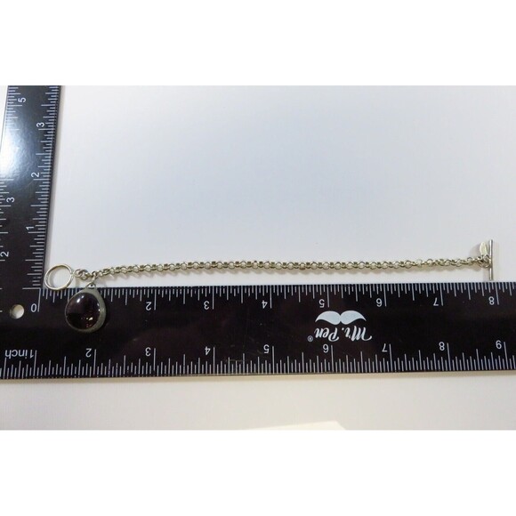 8" Sterling Silver SG Toggle Link Bracelet Rolo Link Charm Bracelet - Picture 11 of 13